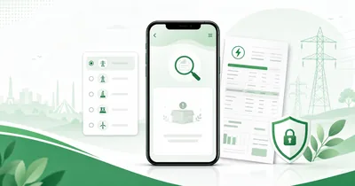 Electricity bill not found online guide with a phone showing a missing duplicate bill result