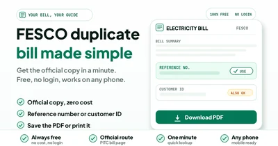 FESCO duplicate bill on a phone screen beside a printed electricity bill